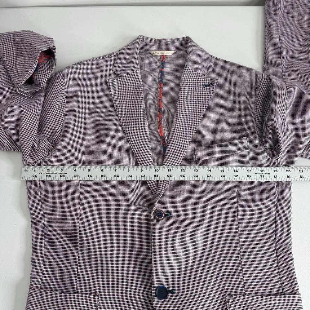 BOB Blazer Jacket Mens IT 50 Blue‎ Check Print Tailored Sport Coat Made in Italy